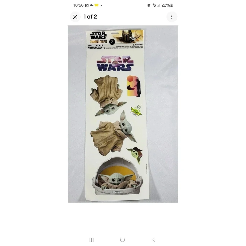 Star Wars Mandalorian- GROGU Child Baby Yoda 7 pc Wall Decals Removable Stickers